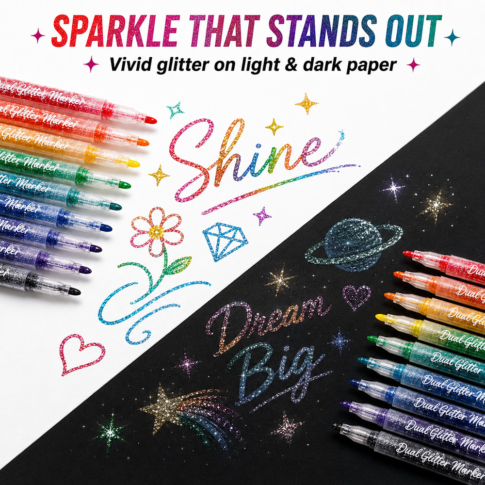 12Pcs Dual Tip Glitter Markers - Glitter Vinyl Roll review and price