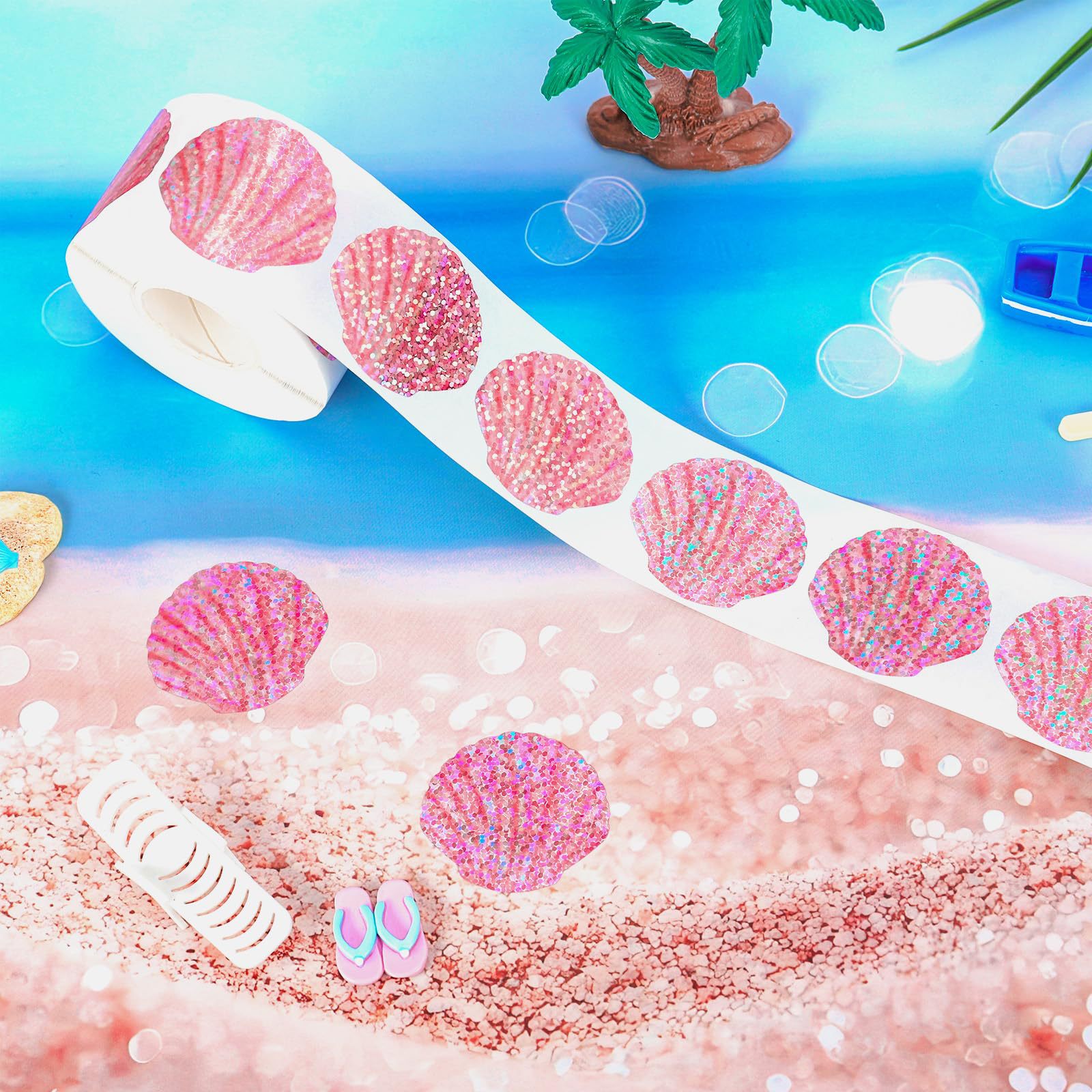 500 Pcs Summer Seashell Sticke - Glitter Vinyl Roll review and price