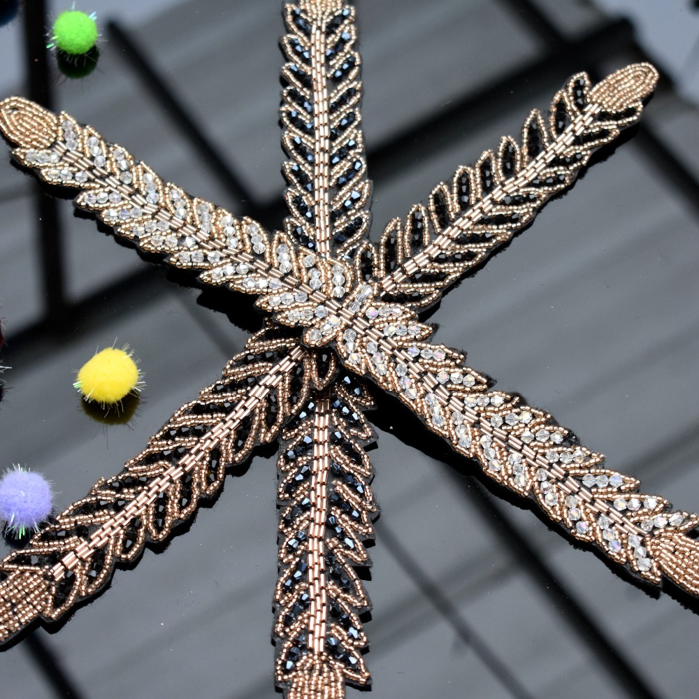 Long leaves leaf handmade appl - Beaded Trim Fringe review and price