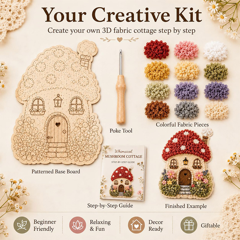 3D Mushroom House Poke Art DIY - Embroidery Craft review and price
