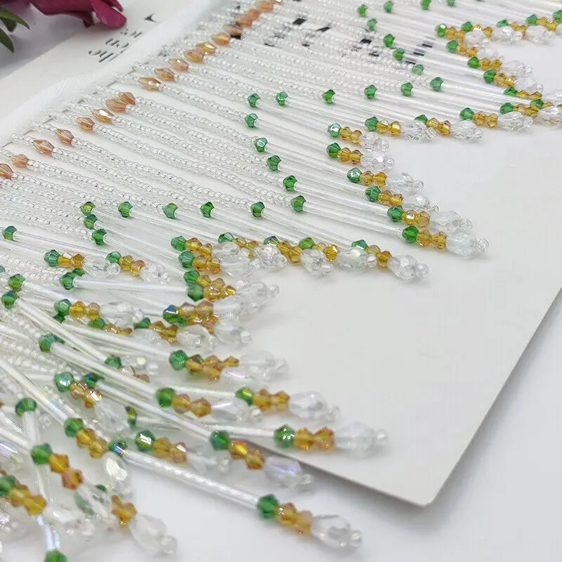 Glass Tube Fringe Tassel 16cm  - Beaded Trim Fringe review and price
