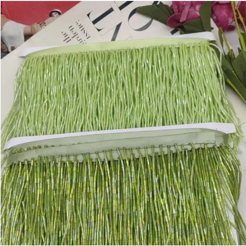 10CM Silver Red Bead Tube Tass - Beaded Trim Fringe review and price
