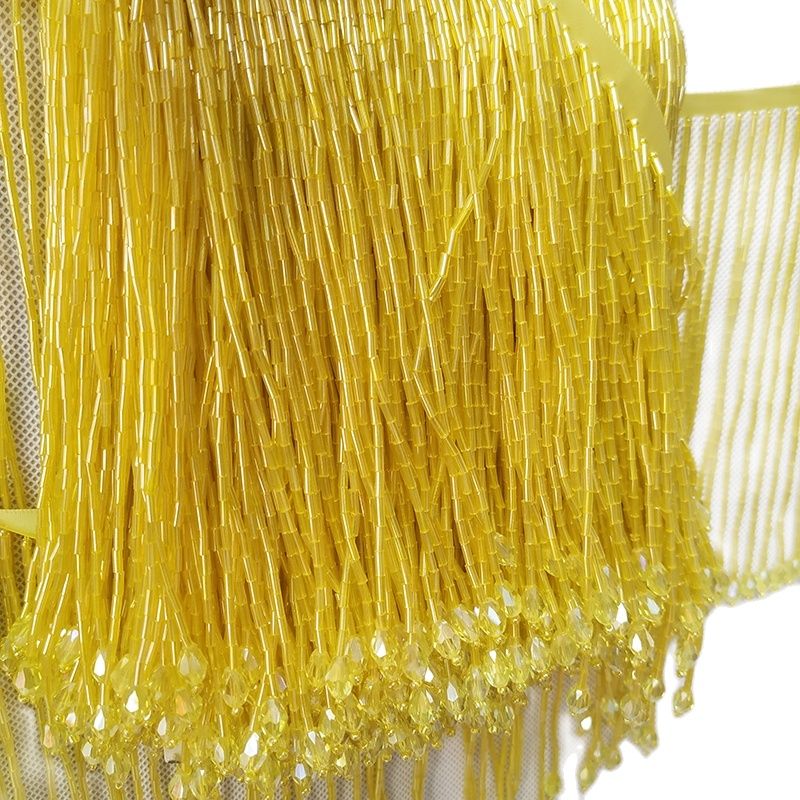 6 inches Wide Bugle Beads Crys - Beaded Trim Fringe review and price
