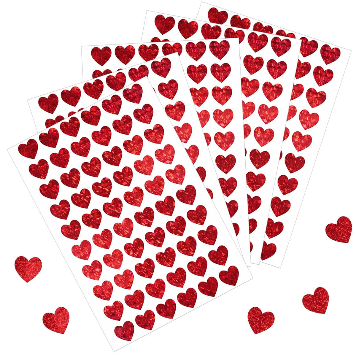 600 Pcs Red Heart Stickers, Sm - Glitter Vinyl Roll review and price