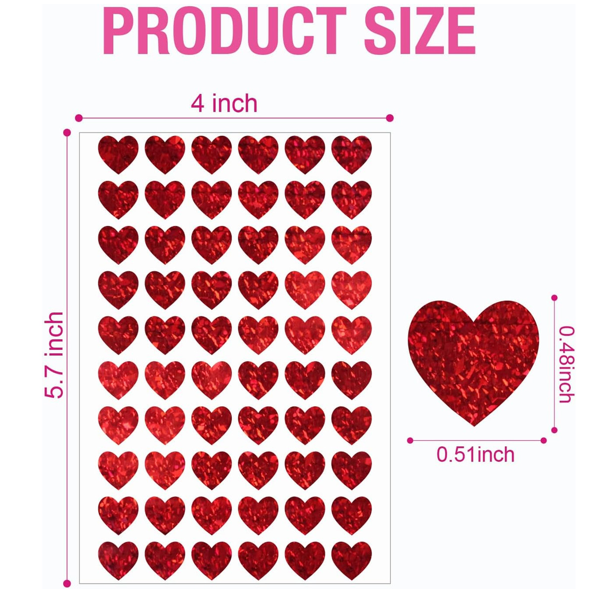 600 Pcs Red Heart Stickers, Sm - Glitter Vinyl Roll review and price