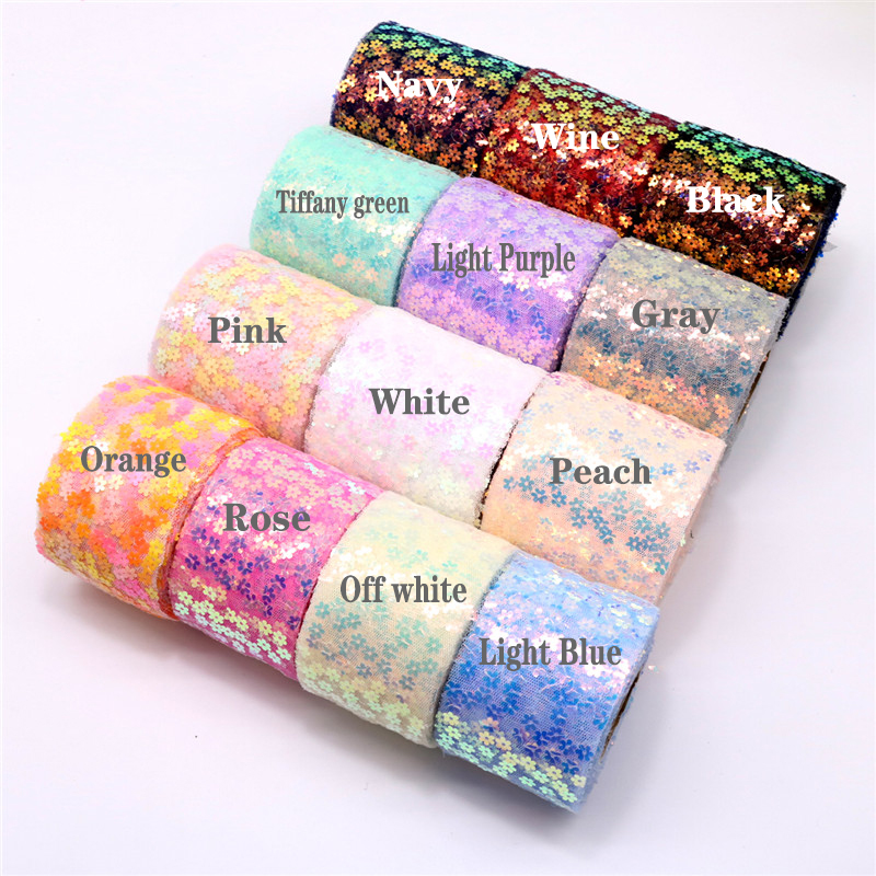 8cm 10cm 10 Yards Glitter Sequ - Organza Ribbon Spool review and price